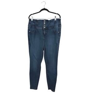 Torrid Women's Blue High Waist Button Fly Skinny Leg Denim Jeans Pants Size 16